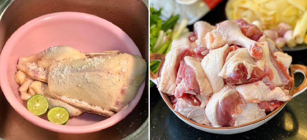 Làm sạch vịt và chặt miếng vừa ăn